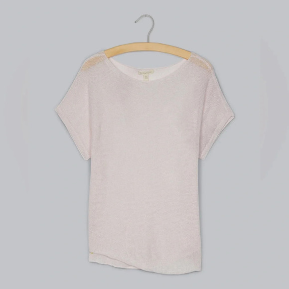 Eileen Fisher Women’s Relaxed Open Knit Linen Blouse in Light Pink Size PL - Picture 1 of 11